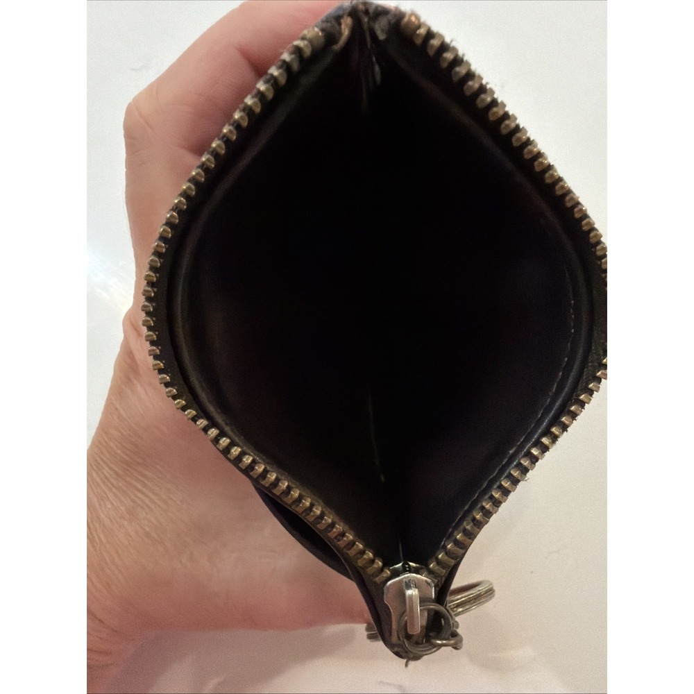 Vintage 90s Coach Mini Skinny Case 6902 Brown  Leather Zip Keychain Pouch Wallet - Picture 6 of 8
